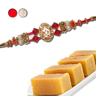 "Rakhi - FR- 8040 A (Single Rakhi), 500gms of Milk Mysore Pak(ED) - Click here to View more details about this Product